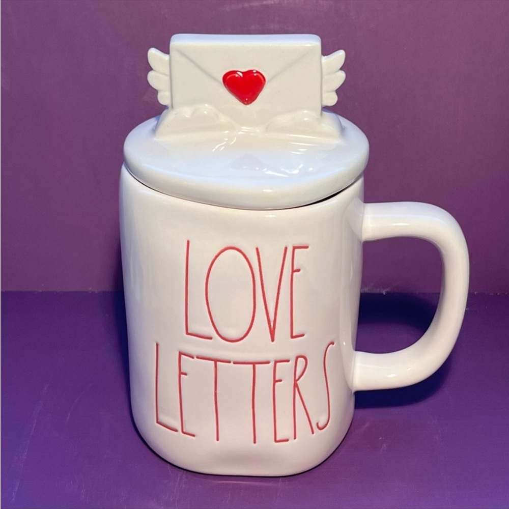 Rae Dunn LOVE LETTERS Mug with Topper